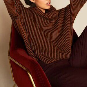 Zara Knit Ribbed Cowl Neck Sweater